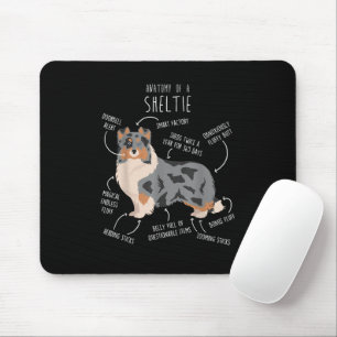 Blauw Merle Sheltie Shetland Sheepdog Anatomie, Gr Muismat