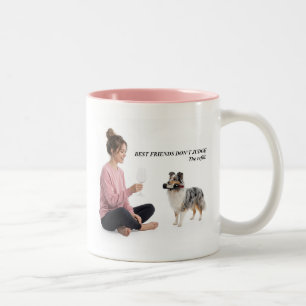 Blauw Merle Sheltie Wijn Humor Cadeau Tweekleurige Koffiemok