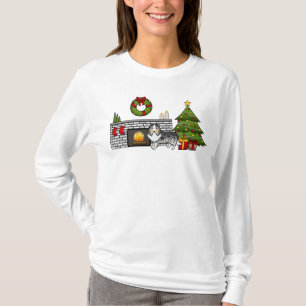 Blauw Merle Shetland Schaapshond In Een Kerst Kame T-shirt
