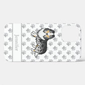 Blauw Merle Shetland Sheepdog Cartoon Hond & Naam Case-Mate iPhone Case (Achterkant (horizontaal))