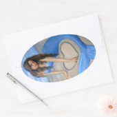 Blauw Mermaid's hart Ovale Sticker (Envelop)