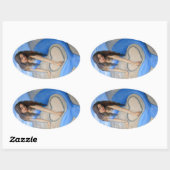 Blauw Mermaid's hart Ovale Sticker (Vel)