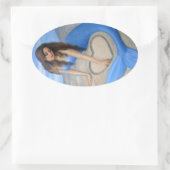 Blauw Mermaid's hart Ovale Sticker (Tas)