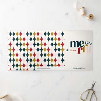 Blauw  Merry Christmas Multiphoto Drieluik Wenskaart