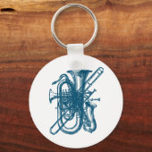 Blauw messing en sax sleutelhanger (Voorkant)
