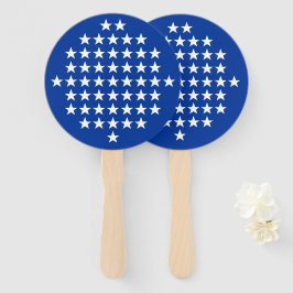 Blauw met 50 witte sterren Amerikaans vlaggenthema Handwaaier
