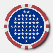 Blauw met 50 witte sterren Amerikaans vlaggenthema Poker Chips (Voorkant)