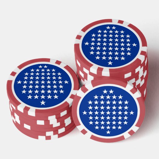Blauw met 50 witte sterren Amerikaans vlaggenthema Poker Chips (Opstapeling)