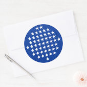 Blauw met 50 witte sterren Amerikaans vlaggenthema Ronde Sticker (Envelop)