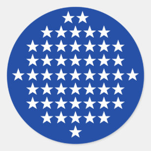 Blauw met 50 witte sterren Amerikaans vlaggenthema Ronde Sticker