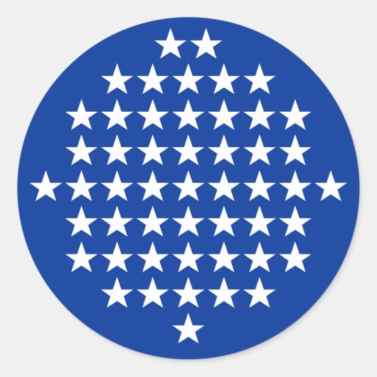 Blauw met 50 witte sterren Amerikaans vlaggenthema Ronde Sticker (Voorkant)