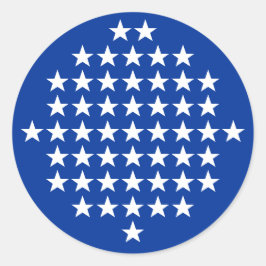 Blauw met 50 witte sterren Amerikaans vlaggenthema Ronde Sticker
