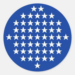Blauw met 50 Witte Sterren Amerikaanse Vlag Thema Ronde Sticker