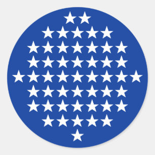 Blauw met 50 Witte Sterren Amerikaanse Vlag Thema Ronde Sticker