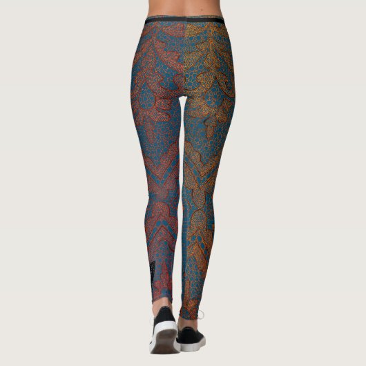 BLAUW MET ANTIEK LACE PATROON LEGGINGS (Achterkant)