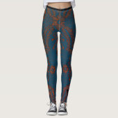 BLAUW MET ANTIEK LACE PATROON LEGGINGS (Voorkant)