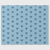 Blauw met blauwe harten cadeaupapier (Vlak)