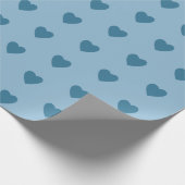Blauw met blauwe harten cadeaupapier (Hoek)