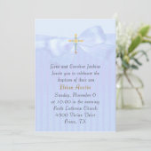 blauw met Boog en Kruisdoop Uitnodiging (Staand voorkant)