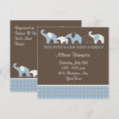 Blauw met bruin ellefant babyschoeisel kaart (Voorkant / Achterkant)