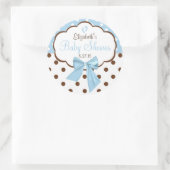 Blauw met bruin polka dots Baby shower Ronde Sticker (Tas)