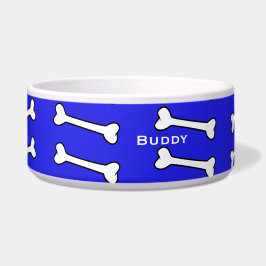 Blauw met Cartoon Botten Aangepaste Pet Bowl Voerbakje