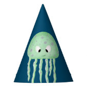 Blauw met Cute Turquoise Jellyfish Birthday Feesthoedjes (Voorkant)