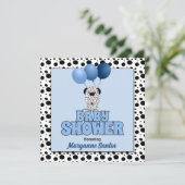 Blauw met Dalmatian Puppy Theme Baby shower Kaart (Staand voorkant)