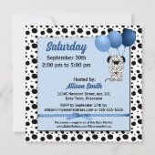Blauw met Dalmatian Puppy Theme Baby shower Kaart (Achterkant)