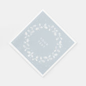 Blauw met de hand gedrukte hulst Kerst krans Servet (Hoek)