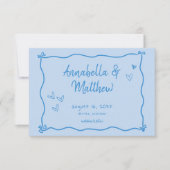 Blauw met de Hand Getekend Hart Whimsical Moderne  Save The Date (Voorkant)