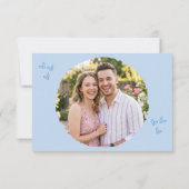 Blauw met de Hand Getekend Hart Whimsical Moderne  Save The Date (Achterkant)