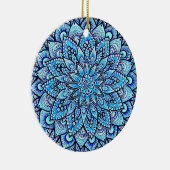 Blauw met de hand getekend Mandala-ontwerp Keramisch Ornament (Rechts)