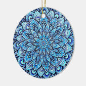 Blauw met de hand getekend Mandala-ontwerp Keramisch Ornament (Links)