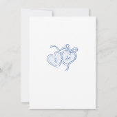 Blauw met de hand getekend monogram whimsical huwe notitiekaartje (Achterkant)