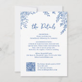 Blauw met de hand getekend monogram whimsical huwe notitiekaartje (Voorkant)
