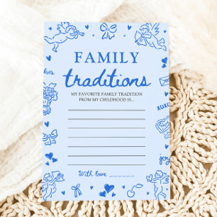 Blauw met de hand getekend spel voor baby shower f kaart