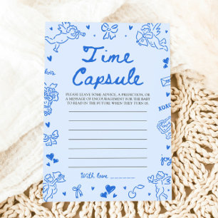 Blauw met de hand getekend spel voor baby shower-t kaart