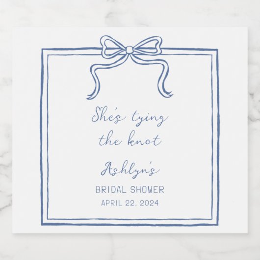 Blauw met de Hand Getekend Ze Gaat Trouwen Fles Et Sparkling Wijnetiket (Enkel label)