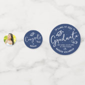 Blauw met de Hand Getekende Stijl Doodles Afstuder Confetti (Voorkanten)