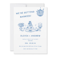 Blauw met de Hand Getekende Whimsical Quirkige Fun
