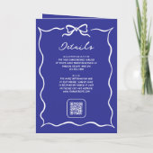 Blauw met de hand getekende witte strik QR-code fo (Achterkant)
