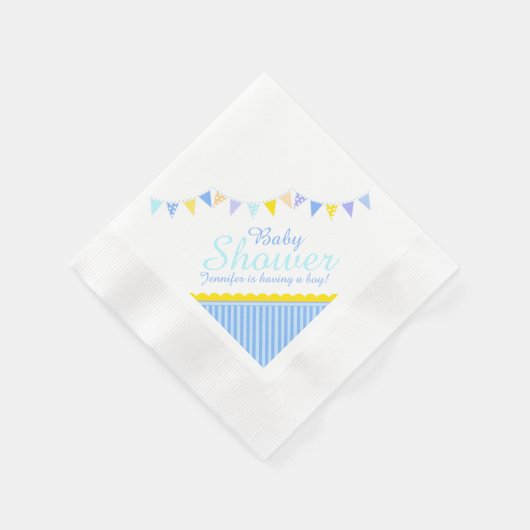 Blauw met de naam baby shower boy paper napkin servetten (Hoek)