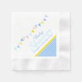 Blauw met de naam baby shower boy paper napkin servetten (Voorkant)