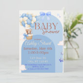 Blauw met een Beer in een heteluchtballon baby sho Kaart (Staand voorkant)