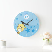 Blauw met een leuke giraffe sterren baby naam grote klok (Huis)