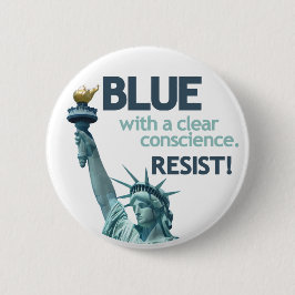 BLAUW met een schoon geweten. WEERSTAAN! Ronde Button 5,7 Cm