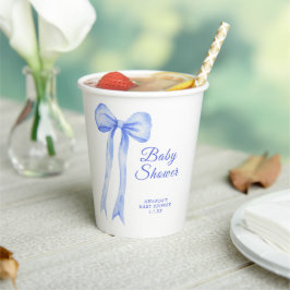 Blauw met een strik Het is een jongen Baby shower Papieren Bekers
