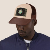 blauw met een veerster trucker pet (In situ)