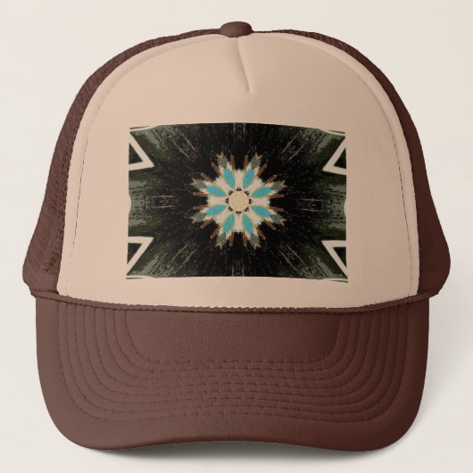 blauw met een veerster trucker pet (Voorkant)